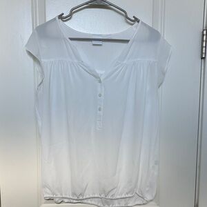 New York & Company White Blouse with Button Detail